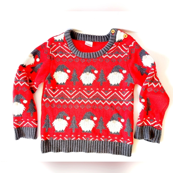 Festive Red & Gray Christmas Gnome Fairisle "Ugly" Sweater size‎ 5T Holiday Time - Picture 1 of 5